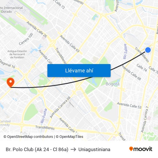 Br. Polo Club (Ak 24 - Cl 86a) to Uniagustiniana map