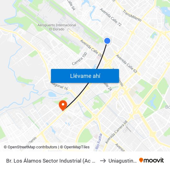 Br. Los Álamos Sector Industrial (Ac 63 - Ak 96) to Uniagustiniana map