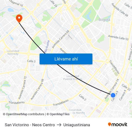 San Victorino - Neos Centro to Uniagustiniana map