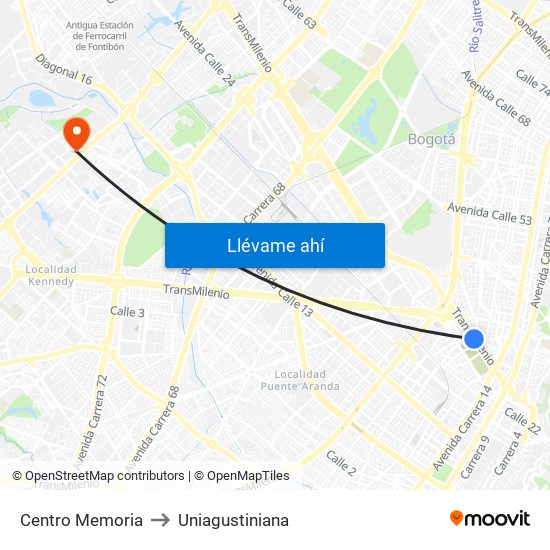 Centro Memoria to Uniagustiniana map