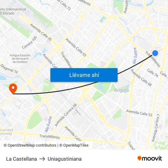 La Castellana to Uniagustiniana map