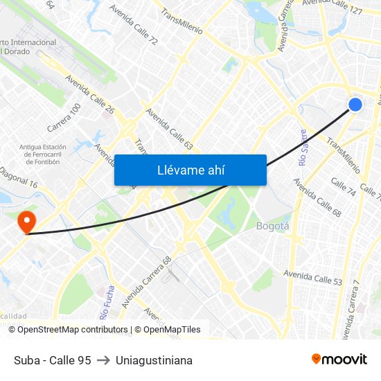 Suba - Calle 95 to Uniagustiniana map