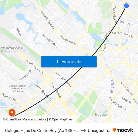 Colegio Hijas De Cristo Rey (Ac 138 - Av. Villas) to Uniagustiniana map