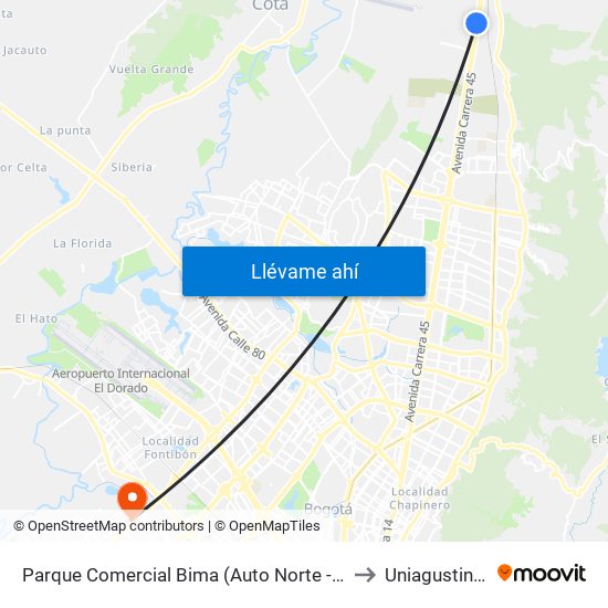 Parque Comercial Bima (Auto Norte - Ac 235) to Uniagustiniana map