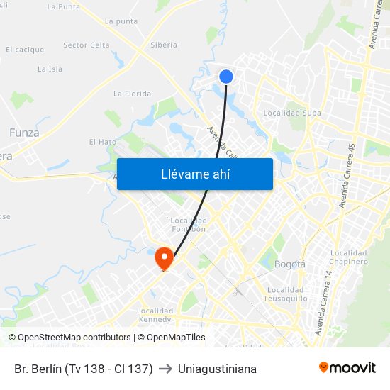 Br. Berlín (Tv 138 - Cl 137) to Uniagustiniana map