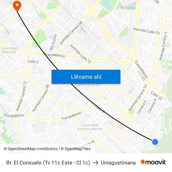 Br. El Consuelo (Tv 11c Este - Cl 1c) to Uniagustiniana map