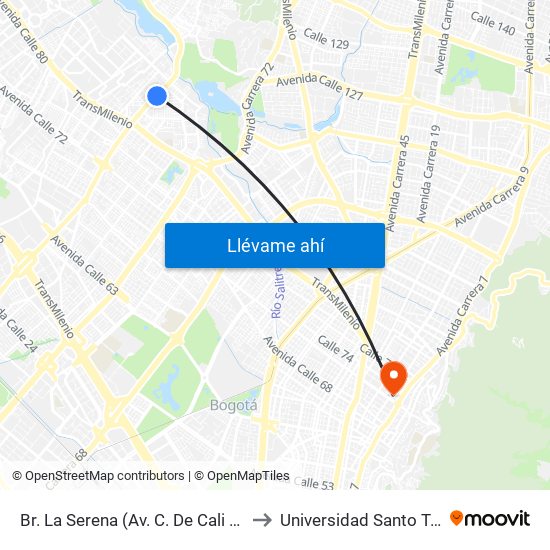 Br. La Serena (Av. C. De Cali - Ac 90) to Universidad Santo Tomás map