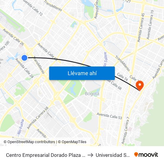 Centro Empresarial Dorado Plaza (Av. C. De Cali - Cl 25b) to Universidad Santo Tomás map