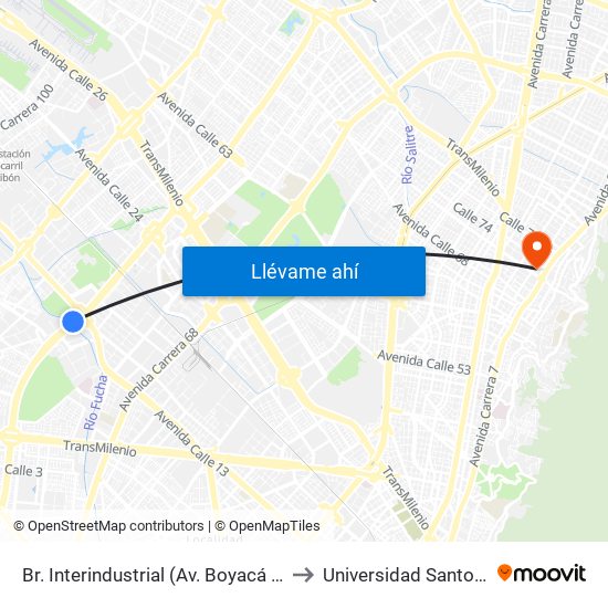 Br. Interindustrial (Av. Boyacá - Cl 13) (A) to Universidad Santo Tomás map