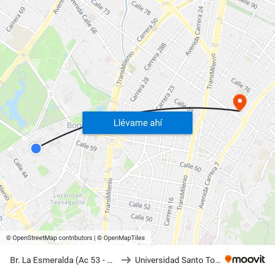 Br. La Esmeralda (Ac 53 - Kr 57) to Universidad Santo Tomás map