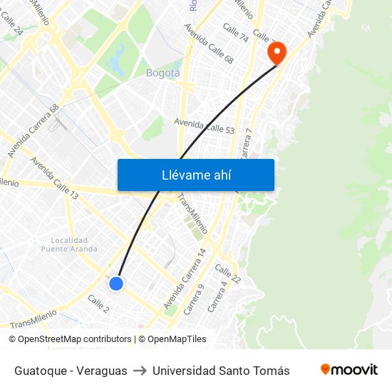 Guatoque - Veraguas to Universidad Santo Tomás map