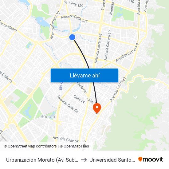 Urbanización Morato (Av. Suba - Cl 115) to Universidad Santo Tomás map