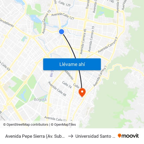 Avenida Pepe Sierra (Av. Suba - Cl 115) to Universidad Santo Tomás map