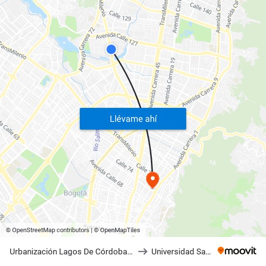 Urbanización Lagos De Córdoba (Av. Suba - Cl 120) to Universidad Santo Tomás map