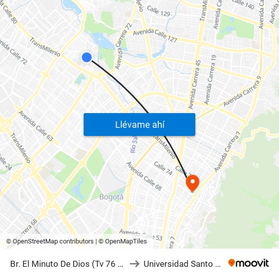 Br. El Minuto De Dios (Tv 76 - Dg 81i) to Universidad Santo Tomás map