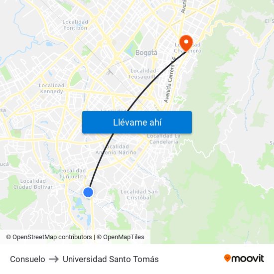 Consuelo to Universidad Santo Tomás map