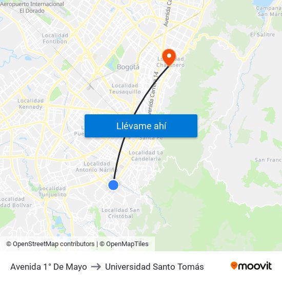 Avenida 1° De Mayo to Universidad Santo Tomás map