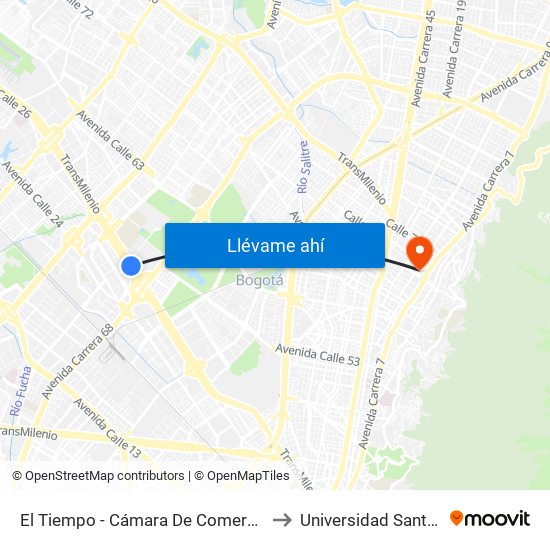 El Tiempo - Cámara De Comercio De Bogotá to Universidad Santo Tomás map