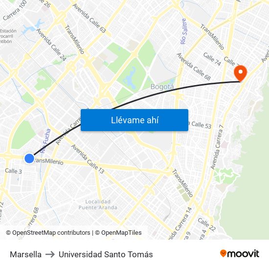 Marsella to Universidad Santo Tomás map