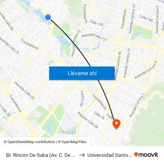 Br. Rincón De Suba (Av. C. De Cali - Kr 93) to Universidad Santo Tomás map