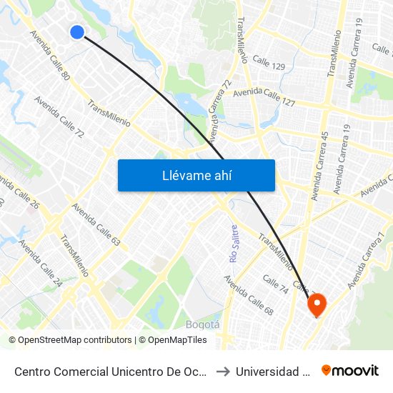 Centro Comercial Unicentro De Occidente (Kr 112f - Dg 86 Bis) to Universidad Santo Tomás map