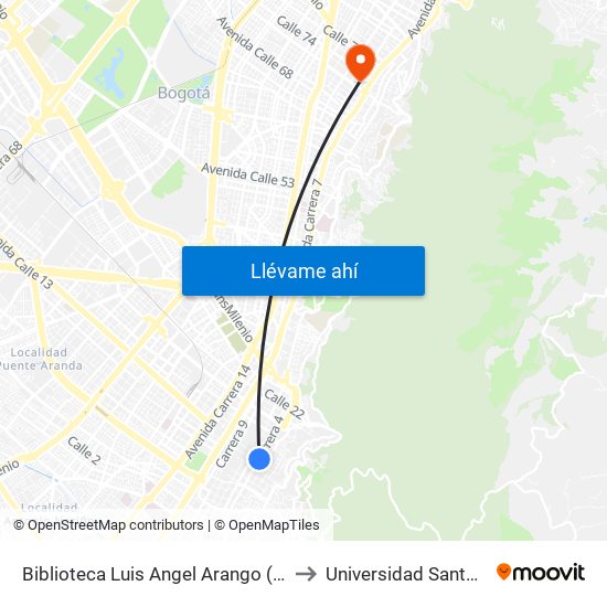Biblioteca Luis Angel Arango (Kr 4 - Cl 12) to Universidad Santo Tomás map