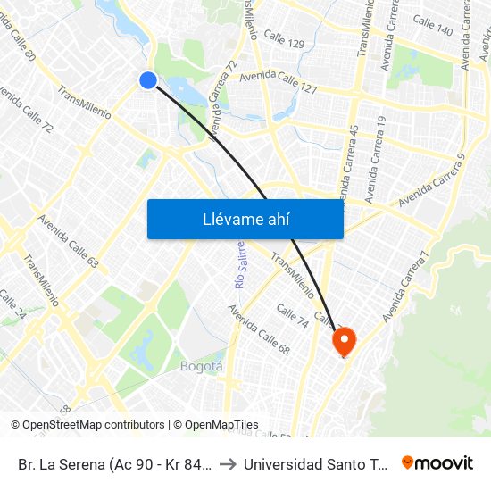 Br. La Serena (Ac 90 - Kr 84b) (A) to Universidad Santo Tomás map