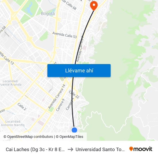 Cai Laches (Dg 3c - Kr 8 Este) to Universidad Santo Tomás map