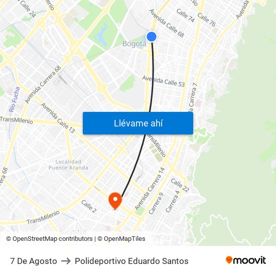 7 De Agosto to Polideportivo Eduardo Santos map