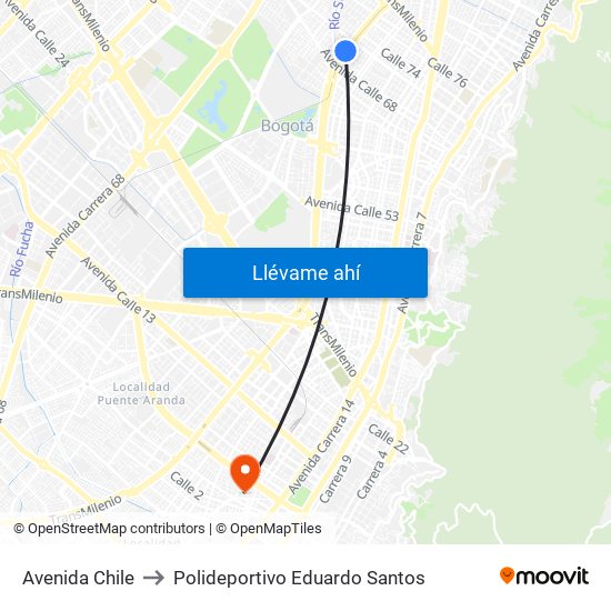 Avenida Chile to Polideportivo Eduardo Santos map