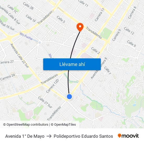 Avenida 1° De Mayo to Polideportivo Eduardo Santos map