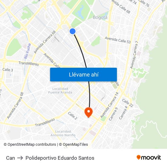 Can to Polideportivo Eduardo Santos map
