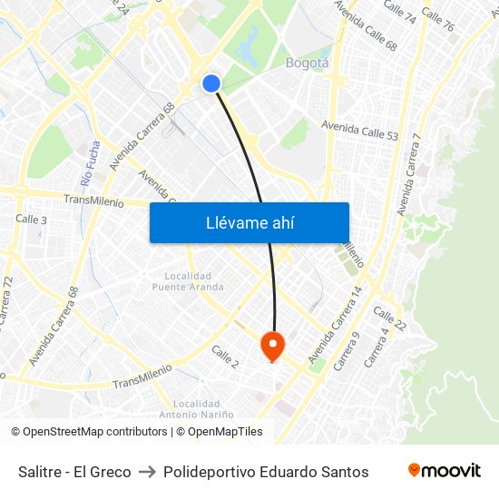 Salitre - El Greco to Polideportivo Eduardo Santos map