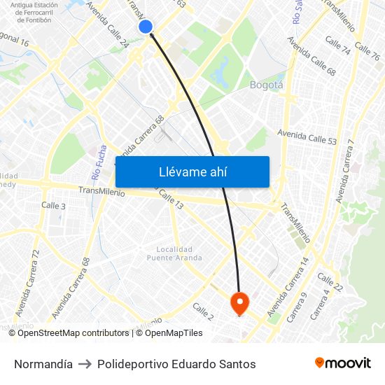 Normandía to Polideportivo Eduardo Santos map