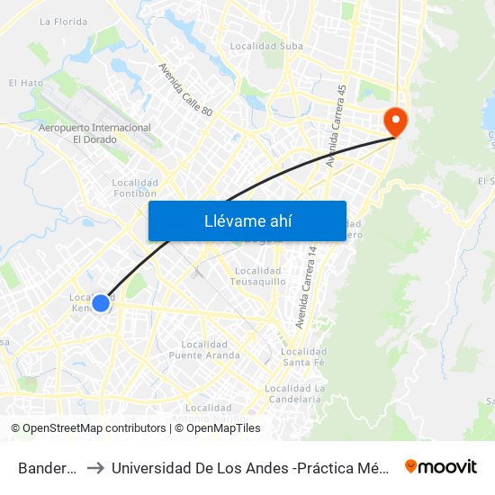 Banderas to Universidad De Los Andes -Práctica Médica map