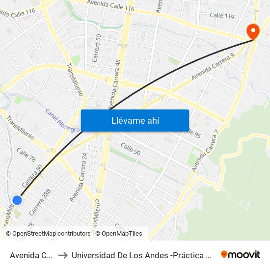 Avenida Chile to Universidad De Los Andes -Práctica Médica map