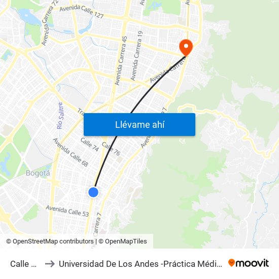 Calle 63 to Universidad De Los Andes -Práctica Médica map