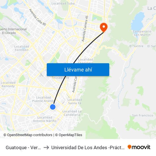 Guatoque - Veraguas to Universidad De Los Andes -Práctica Médica map