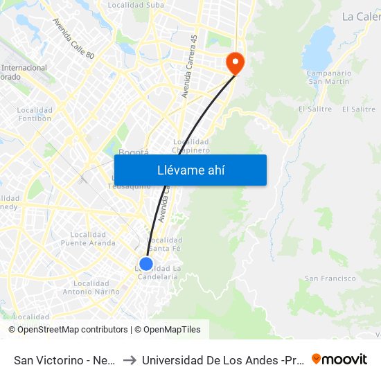 San Victorino - Neos Centro to Universidad De Los Andes -Práctica Médica map