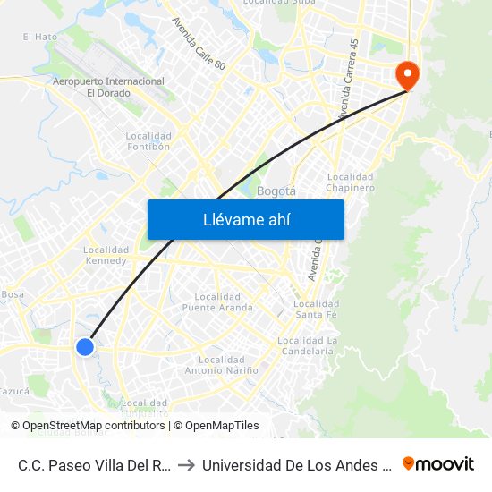 C.C. Paseo Villa Del Río - Madelena to Universidad De Los Andes -Práctica Médica map