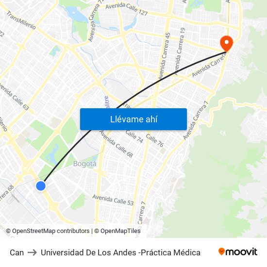 Can to Universidad De Los Andes -Práctica Médica map