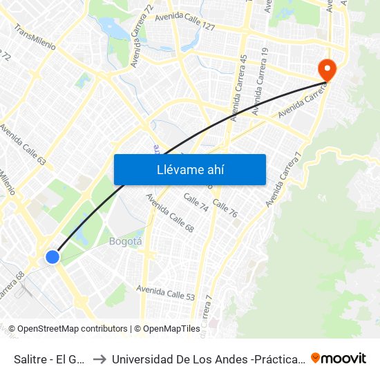 Salitre - El Greco to Universidad De Los Andes -Práctica Médica map