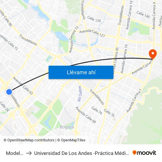 Modelia to Universidad De Los Andes -Práctica Médica map