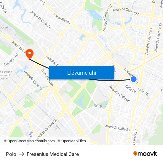 Polo to Fresenius Medical Care map