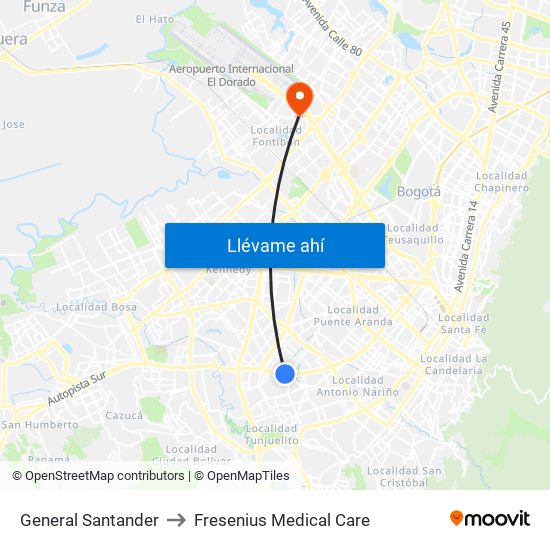 General Santander to Fresenius Medical Care map