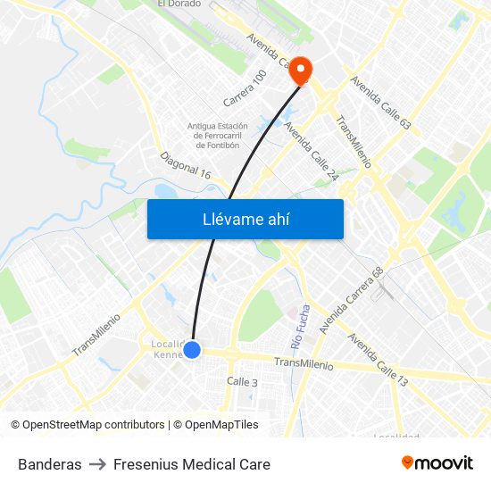 Banderas to Fresenius Medical Care map