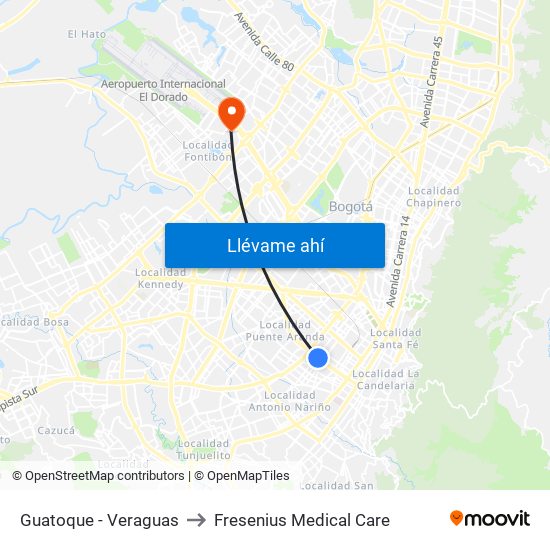 Guatoque - Veraguas to Fresenius Medical Care map