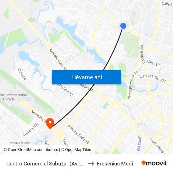 Centro Comercial Subazar (Av. Suba - Kr 91) to Fresenius Medical Care map