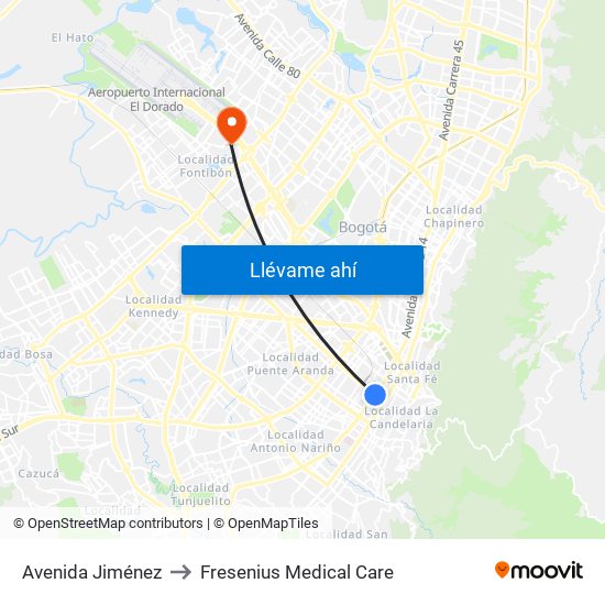 Avenida Jiménez to Fresenius Medical Care map