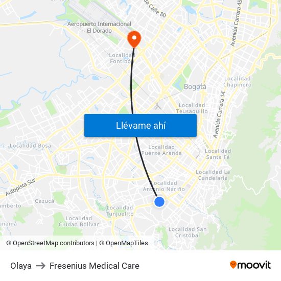 Olaya to Fresenius Medical Care map